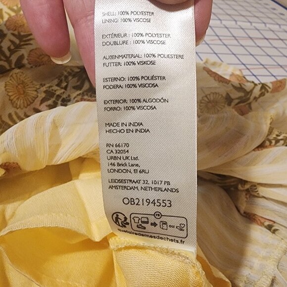 Free People Alejandra Floral Midi Dress Missing Strap Yellow Med - Picture 6 of 12